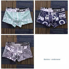 3Stück Bequeme bedruckte Herrenunterwäsche Boxershorts in 3pcsD
