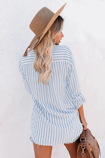 Gestreifte Folded Bluse für Damen