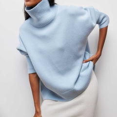 Estelle - Lockerer Rollkragenpullover in Himmelblau
