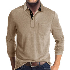 Jörg™ | Herren Langarmshirt in Unifarbe in Khaki