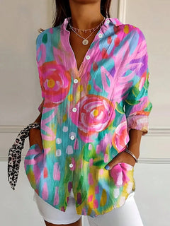 Frida | Bunte Oversized Hemdbluse in Rosa