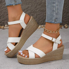 Vanessa | Gepolstert Keilabsatz Sandalen in Weiß
