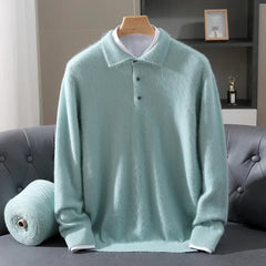 Leighton Cashmere Polo Sweater in Mint