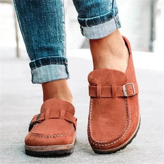 Wildleder-Loafer mit Schnalle für Damen in Orangerot