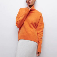 Oversize-Rollkragenpullover CLARA aus Kaschmir in Orange