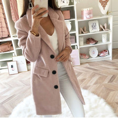 Trine - Warme und bequeme lange Jacke in Rosa
