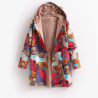 Bedruckte Fleece Jacke für Damen | Mit Kapuze