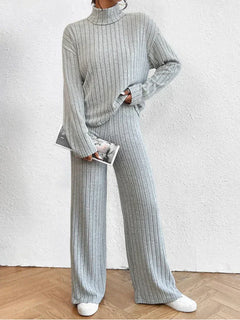 Helene - Strickhose - Rollkragenpullover in Grau