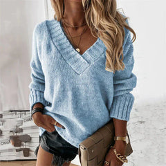 Jacinth - Strickpullover - V-Ausschnitt in Blau