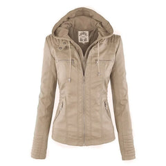 CLARA - ELEGANTE LEDERJACKE in Beige