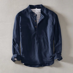 Nevio | Herren Langarm-Henley-Shirt in Marineblau