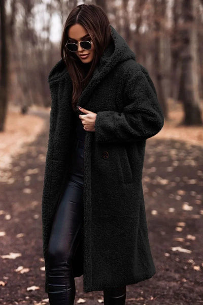 Damen Winter Kapuze Weich Langer Mantel | Warme