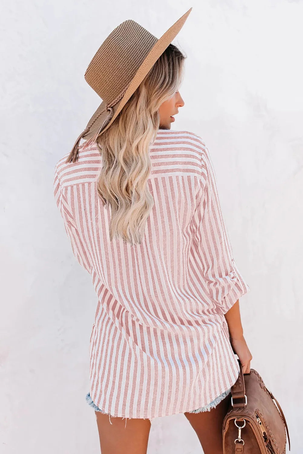 Gestreifte Folded Bluse für Damen