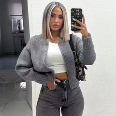 Ayesha - Strickjacke - Überschnittene Passform in Grau