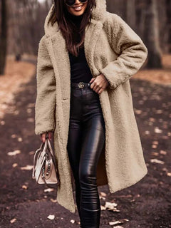 Bridgette - Teddy Jacke Plüsch Pelzmantel in Beige