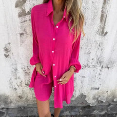 Nora | Lässiges Set aus schlichter Bluse und Shorts in Rosa