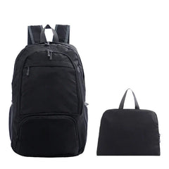 Leicht Faltbar Unisex Reise Rucksack | Draußen in Schwarz
