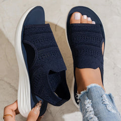 Nuvia™ Plateau-Sandalen Mit Ajour-Obermaterial Und Seitlicher Öffnung in Dunkelblau