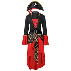 Piratenkapitän mit Hut und Schwert Halloween Kostum Kleid | Midi in Rot
