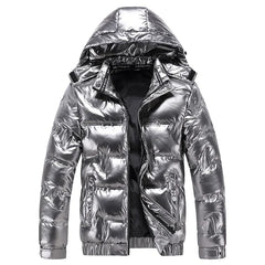 Stylische Herren Daunen Jacke mit Kapuze | Winter in Weiß