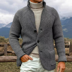ERWIN - STRICKJACKE AUS GROBER STRICKOPTIK in Grau
