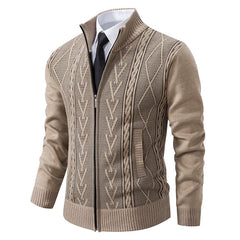 Elias | Zip-Up Vintage Cardigan in Khaki
