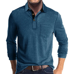 Jörg™ | Herren Langarmshirt in Unifarbe in Blau
