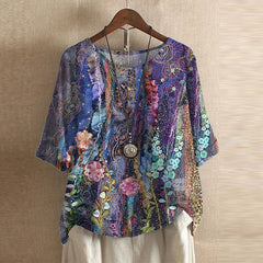 Lily | Laternenärmel Blumenmuster Bluse in Violett