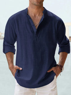 Jonas | Stilvolles Herren Leinenhemd modern in Blau