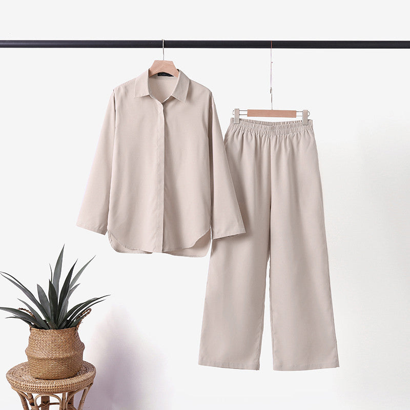 Knopfhemd und Hose Zweiteiliges Set für Damen