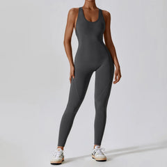 Solider Yoga-Jumpsuit für Damen – Einteilige Activewear für Yoga & Pilates in Vulkanasche