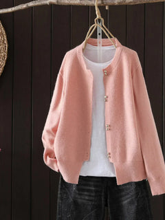 Elara | Perlenknopf Cardigan in Rosa