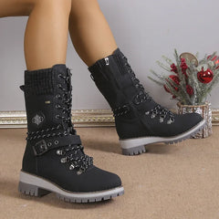WinterHafen™ Wasserdichte Stiefel mit Weichem Fleecefutter und Rutschfester Sohle / Gemacht für die Kälte, Gedacht für Dich! in Schwarz
