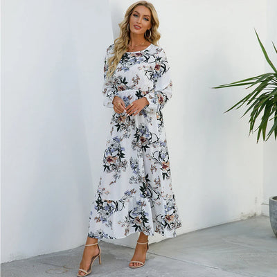 Damen Boho Maxikleid mit Blumenmuster | Langarm