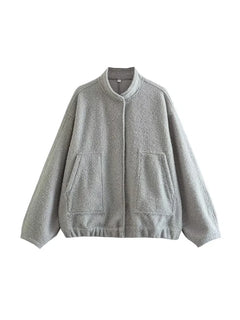 Saira | Oversized Bomberjacke Mit Taschen in Grau