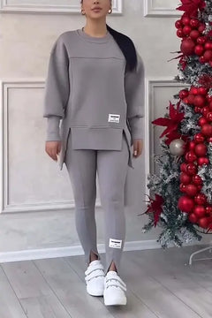 MARIA - SET AUS SWEATSHIRT UND LEGGINGS IN ÜBERGRÖSSE in Grau