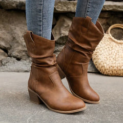 Nora | Blockabsatz Gepolstert Western-Stiefel in Braun