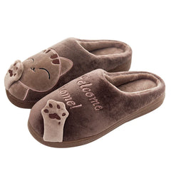 Damen Hausschuhe mit Katzen-Design | Weich und Warme in Braun