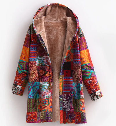 Bedruckte Fleece Jacke für Damen | Mit Kapuze