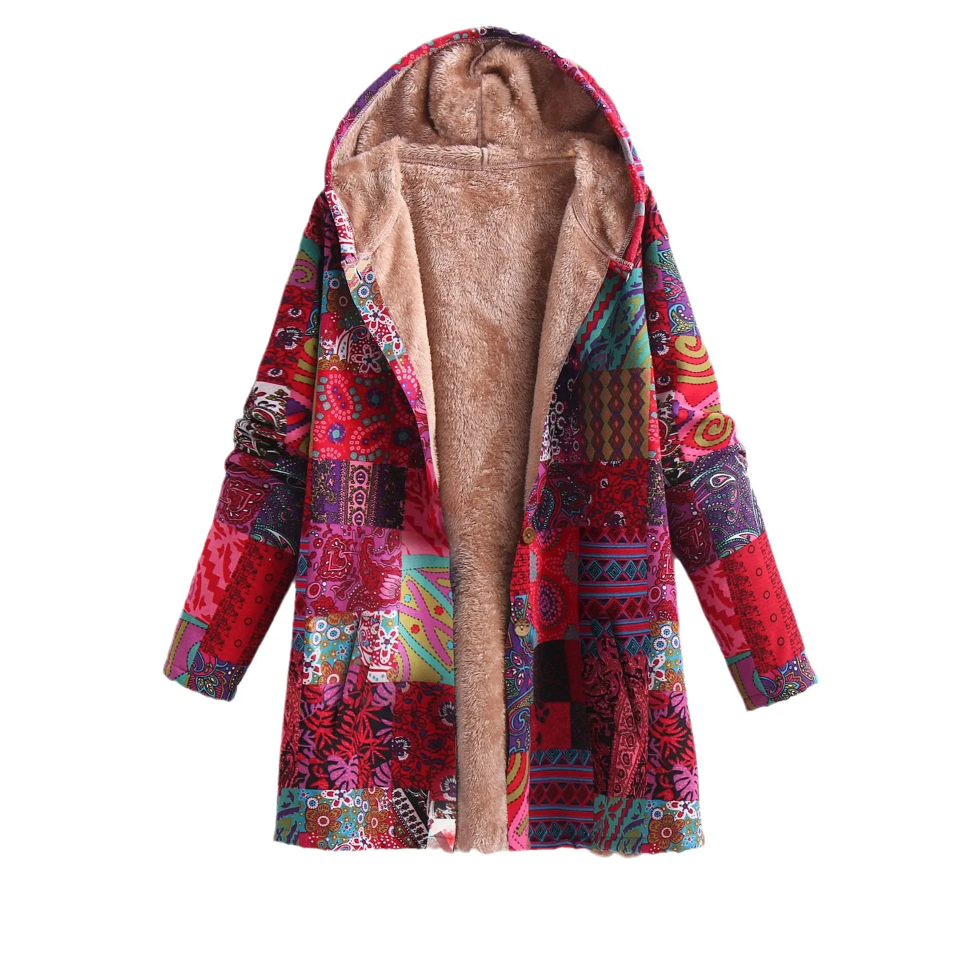 Bedruckte Fleece Jacke für Damen | Mit Kapuze