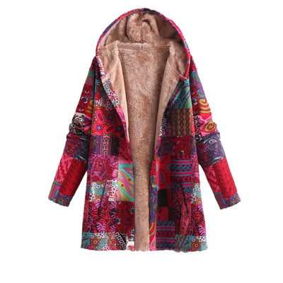 Bedruckte Fleece Jacke für Damen | Mit Kapuze