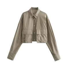 Piper - Langärmliges Bluse - Stylisch Geschnittene Länge in Khaki