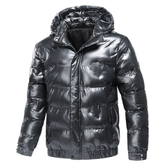 Stylische Herren Daunen Jacke mit Kapuze | Winter in Grau