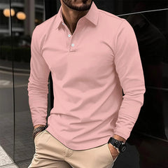ROBERT - LÄSSIGES LANGARMPOLOSHIRT in Pink