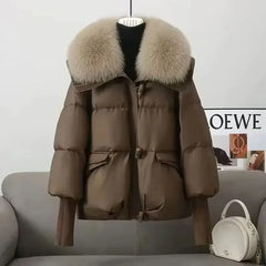 Arctic Lux™ Premium - PufferJacke mit Luxuriösem Pelzkragen / Maximaler Schutz vor Kälte mit Stil! in Kaffee