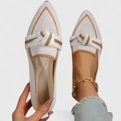 Felicia | Orthopädische Spitz Zulaufende Knoten Loafer in Weiß