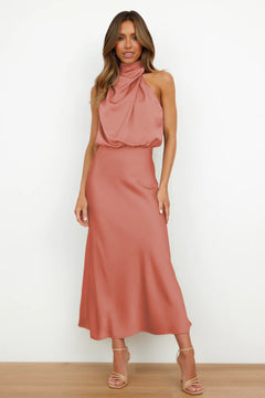 Rosemary | Neckholder Abendkleid in Koralle Rosa