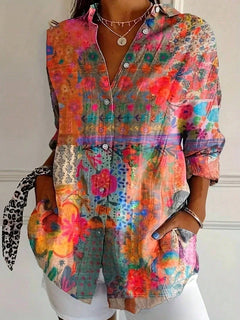 Frida | Bunte Oversized Hemdbluse in Orange