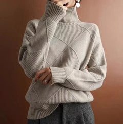 Lea | Damen Casual Gestrickt Pullover mit Kragen in Khaki