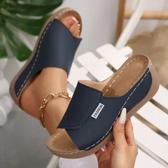 Selene | Orthopädische Keilabsatzsandalen™ in Marineblau